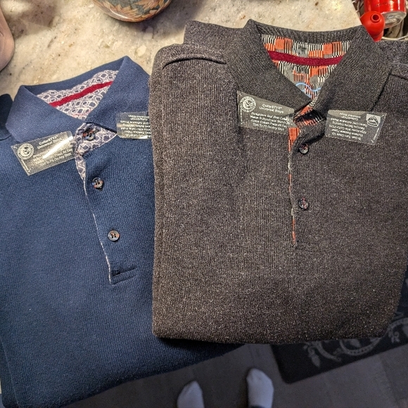 Smartwool Blue and Gray Long Sleeve Polo Shirts - Picture 1 of 4